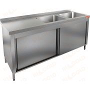  Стол нержавеющий закрытый купе с моечными ваннами    НСЗК2М-16/6БП