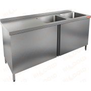  Стол нержавеющий с распашными дверцами и моечными ваннами    НСЗ2М-15/6БП