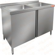  Стол нержавеющий с распашными дверцами и моечной ванной    НСЗ2М-11/6Б