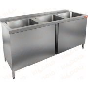  Стол производственный с распашными дверцами и моечной ванной    НСЗ3М-18/7Б