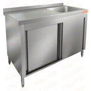  Стол производственный закрытый купе с моечной ванной    НСЗК1М-9/7БП