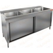  Стол нержавеющий закрытый купе с моечными ваннами    НСЗК3М-18/6Б