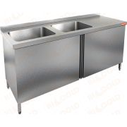 Стол нержавеющий с распашными дверцами и моечными ваннами HICOLD НСЗ2М-14/6БЛ