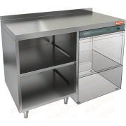 Стол закрытый с трех сторон под посудомоечную машину с полкой, с бортом HICOLD НБМСЗОКП-12/7БП
